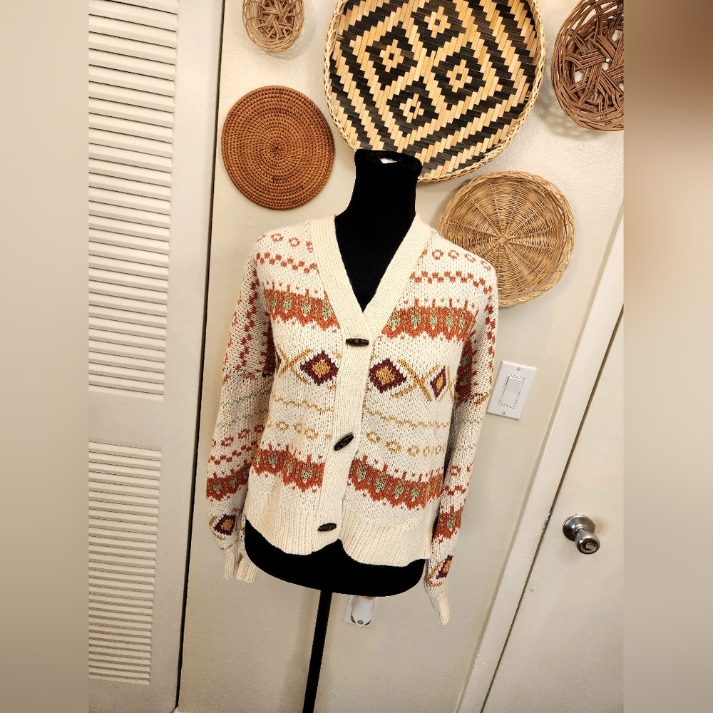 Soft And Cozy Cream V-Neck Button Up Knitted Sweater - Picture 6 of 10